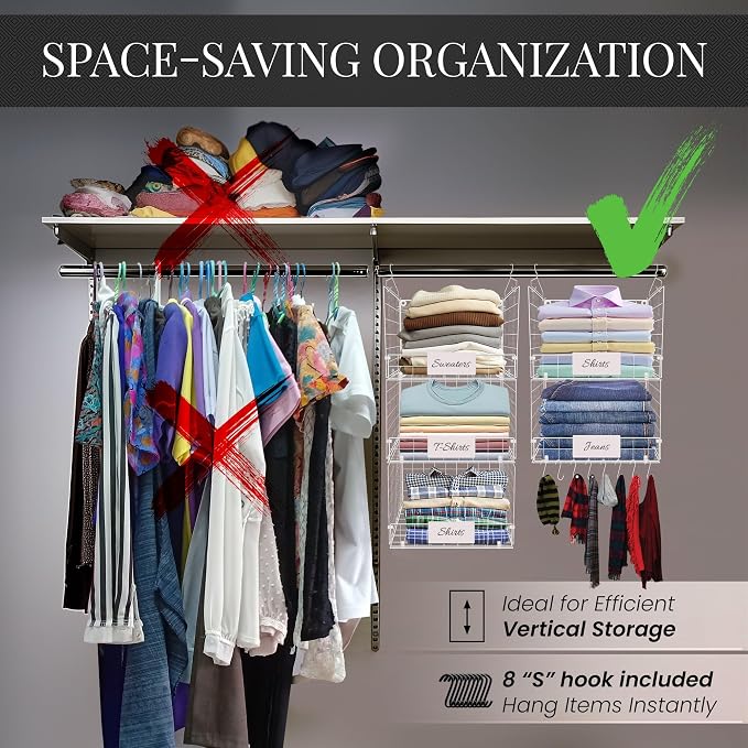 DECOLURE 5-Tier Adjustable Hanging Closet Organizer – Maximize Hanging Storage - Image 3