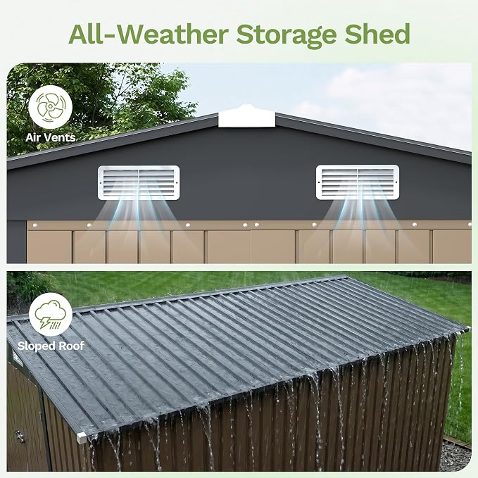Patiowell 10x12 FT Metal Storage Shed, Heavy-Duty Outdoor Storage - Image 4