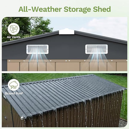 Patiowell 10x12 FT Metal Storage Shed, Heavy-Duty Outdoor Storage - Image 4