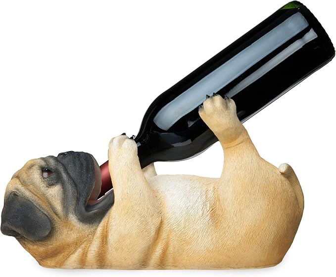 True Pug Polyresin Wine Bottle Holder by True
