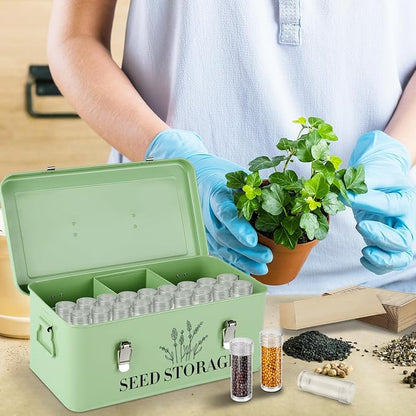60 Slots Seed Storage Box with 4 Dividers, Metal Seed Storage Organizer Saving - Image 7