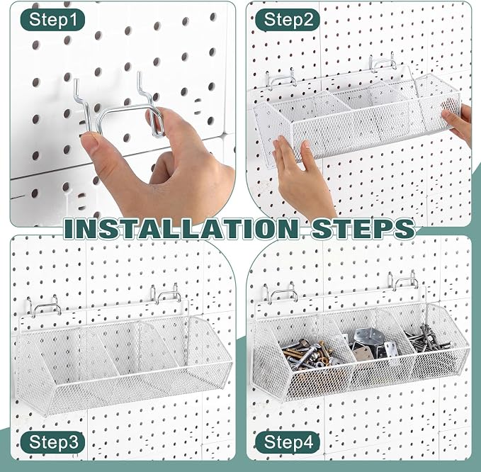 Hicarer 2 Pcs Divided Pegboard Baskets - Image 4