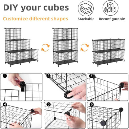 AWTATOS Wire Cube Storage, Closet Organizer, 6 Cube Storage Shelf, Portable - Image 5