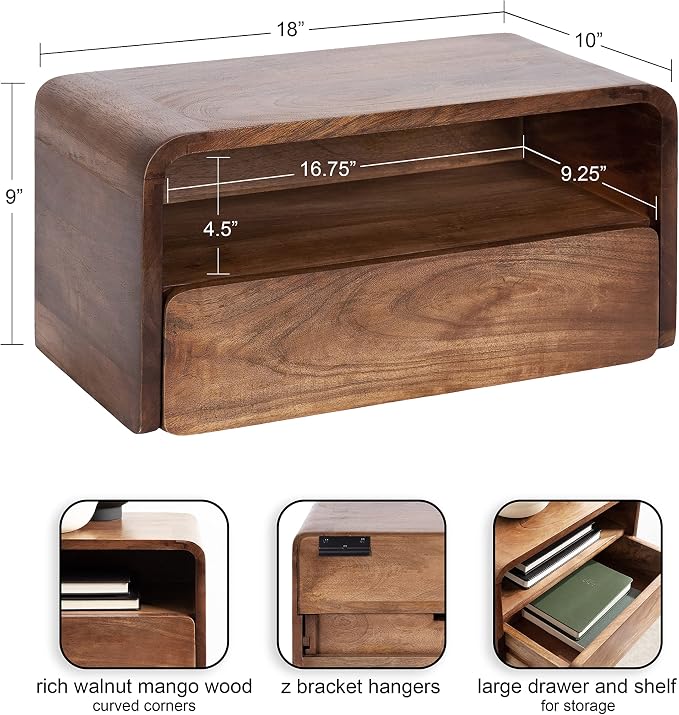 Kate and Laurel Kato Modern Wood Floating Side Table - Image 3
