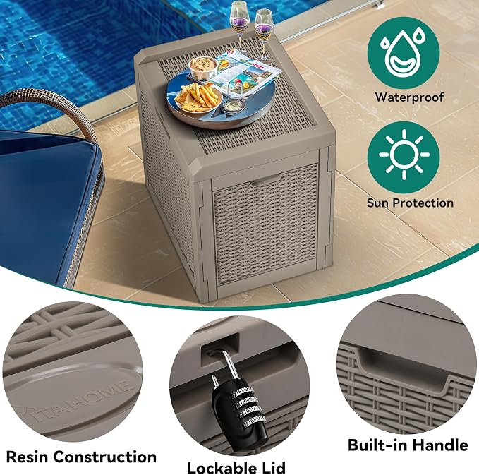 YITAHOME 32 Gallon Outdoor Storage Box, Water Resistant Resin Deck Box - Image 3