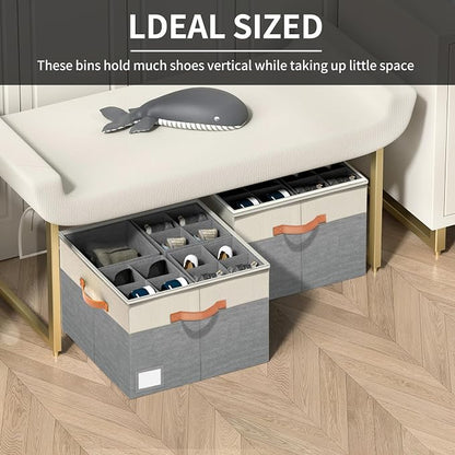 Aokeyee Shoe Organizer for Closet, 2 Pack Foldable Shoe Storage Organizer Box - Image 4
