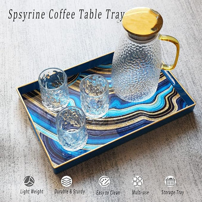 Spsyrine Decorative Tray, Plastic Rectangular Coffee Table Tray - Image 2