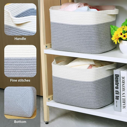 Kntiwiwo Storage Baskets for Organizing 14.7”x11”x9.6” Rope Storage Baskets for - Image 2