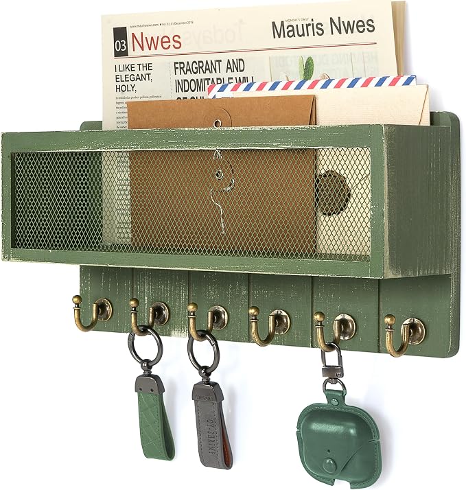 Rebee Vision Pine Wood Mail and Key Holder by REBEEVISION