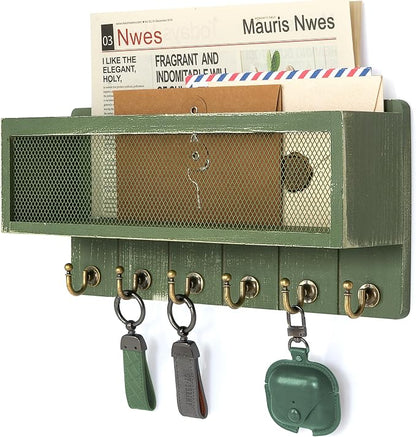 Rebee Vision Pine Wood Mail and Key Holder by REBEEVISION