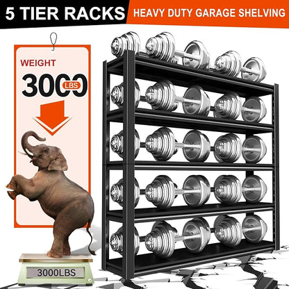 72" H Garage Shelving, Heavy Duty Storage Shelves, 3000LBS Steel Shelving - Image 3