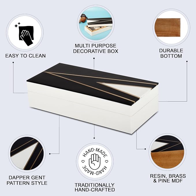 Handicrafts Home Black and White Decorative Storage Box - Image 3