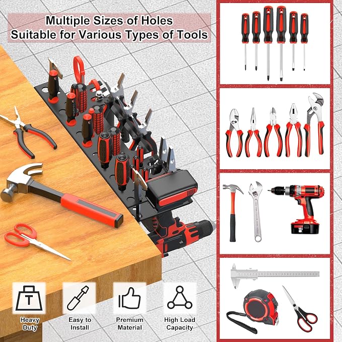 Metal Screwdriver Organizer, Wall Mount Plier Organizer Hammer Holder, Hand - Image 3
