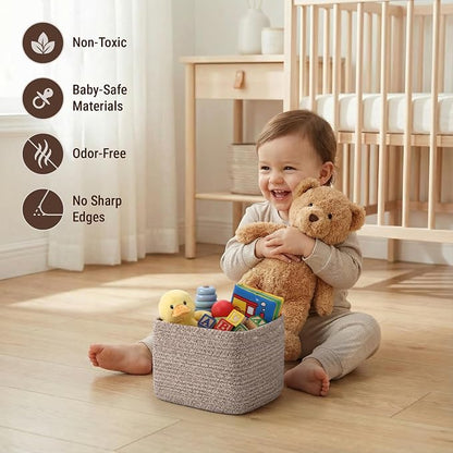 5-Pack Storage Cubes Woven Rope Baskets, 2 Sizes Organizer Bins | Ideal - Image 4