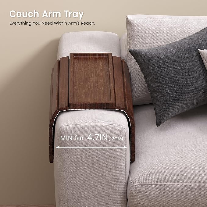 Sofa Arm Tray, Bamboo Folding Couch Arm Tray, Sofa Armrest Tray - Image 2