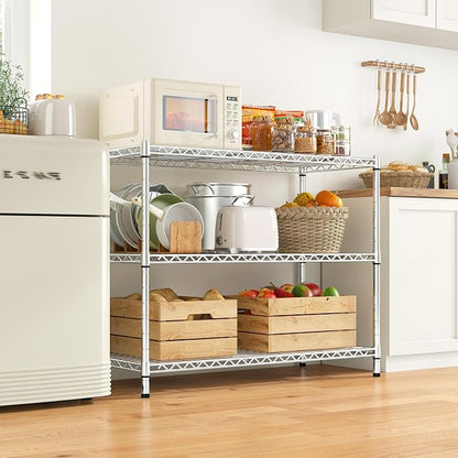 DurayLoly Heavy Duty 3-Tier Metal Shelving Unit, Adjustable Shelves, Chrome | - Image 2