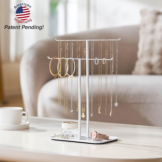 pickpiff Necklace Holder Jewelry Organizer Stand – 2‑Tier T‑Bar Jewelry Display - Image 5