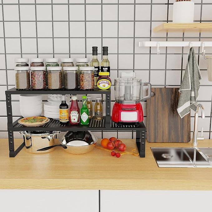 Expandable Cabinet Shelf Organizer Storage Spice Rack Shelves - Image 2