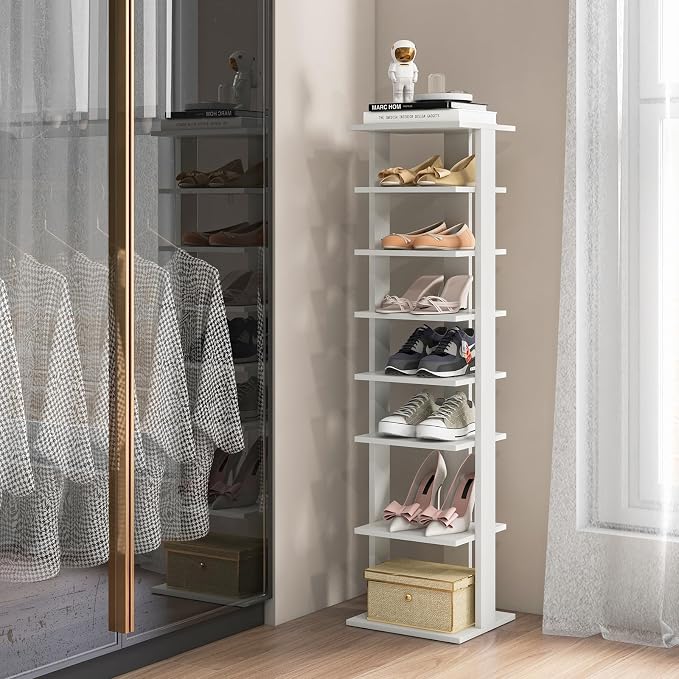 Tangkula 8-Tier Vertical Shoe Rack, Space-Saving Corner Shoe Organizer - Image 9