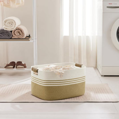 45L Small Laundry Basket with Leather Handles - Image 3
