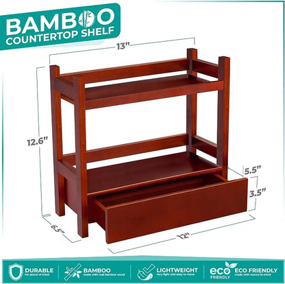 Sorbus Bamboo Bathroom Counter Organizer – 2-Tier Shelf - Image 3