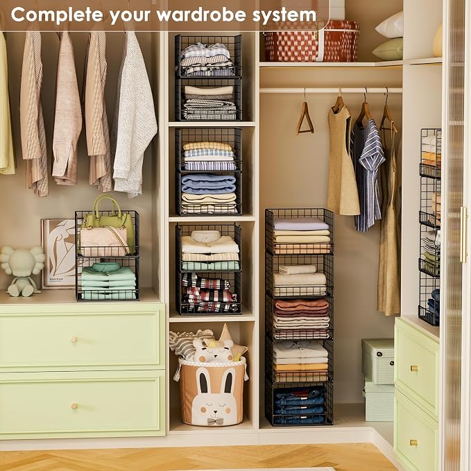 5-Tier Stackable Closet Organizers and Storage Baskets, Closet Shelf Organizer - Image 2