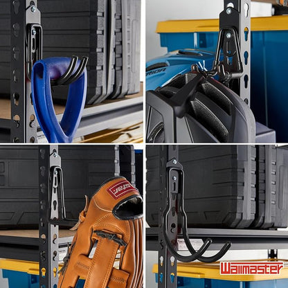 Wallmaster Garage Hooks Organizer Kit, 12 Pack Adjustable Heavy Duty Shelving - Image 4