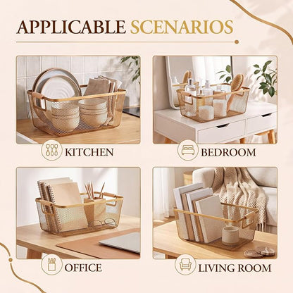 Ziliny 4 Pcs Gold Large Metal Wire Basket - Image 7