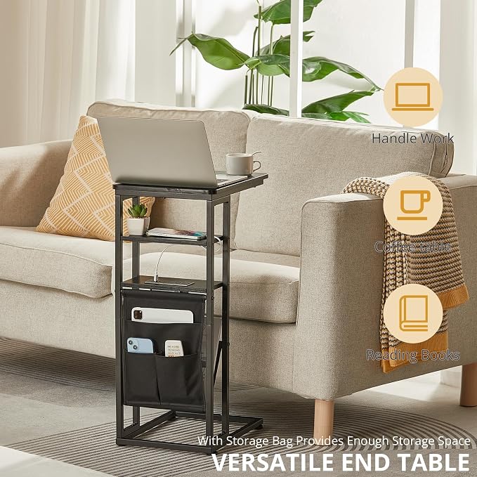 C Shaped End Table with Charging Station, Under Couch Table C-Shaped End Table - Image 5