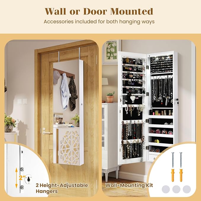 Giantex Wall Door Mounted Jewelry Armoire Cabinet - Image 3