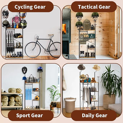 Free Standing Motorcycle Gear Rack, 3 In 1 Storage Motorcycle Helmet Holder | - Image 7