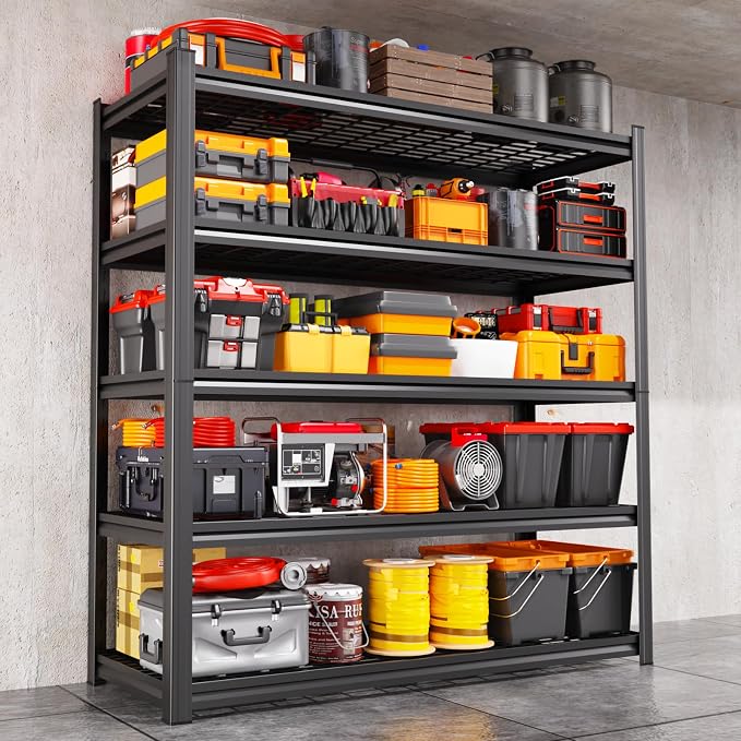 Storage Shelves, Adjustable Shelving Unit, 5T Metal Garage Shelving, Heavy Duty by KORVENA