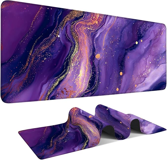 Purple Gaming Mouse Pad 31.5"x11.8"Desk Mat Anti-Slip Rubber Base & Durable by ANNAQUEEN