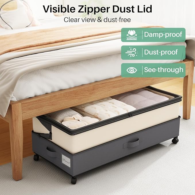 Kitstorack 4 Pack Height-adjustable Under Bed Storage - Image 4