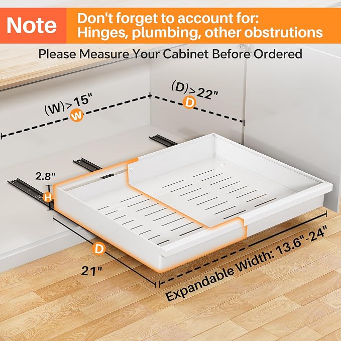 Pull out Cabinet Organizer, Adjustable Full-Extension Adhesive Roll out Shelves - Image 4