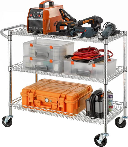Finnhomy 3 Tier Heavy Duty Commercial Grade Utility Cart, Wire Rolling Cart - Image 2