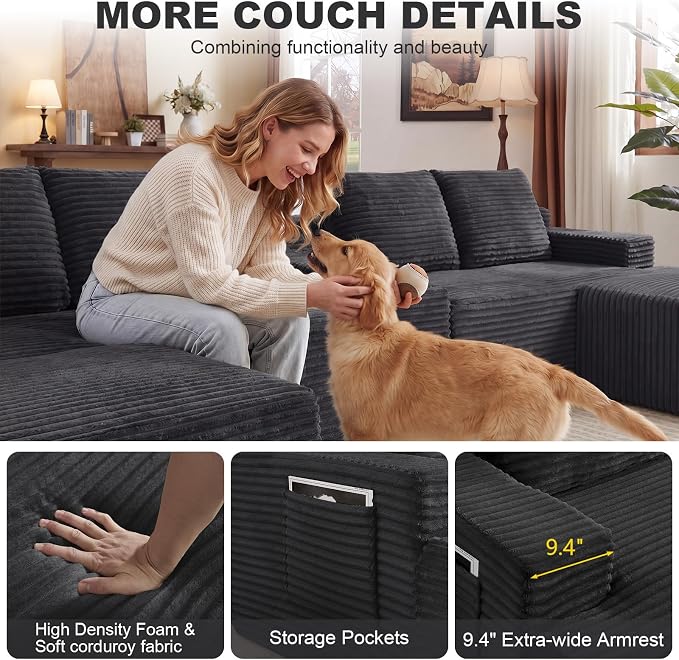 GNIXUU 140.6" Oversized U Shaped Boneless Sectional Couches - Image 6
