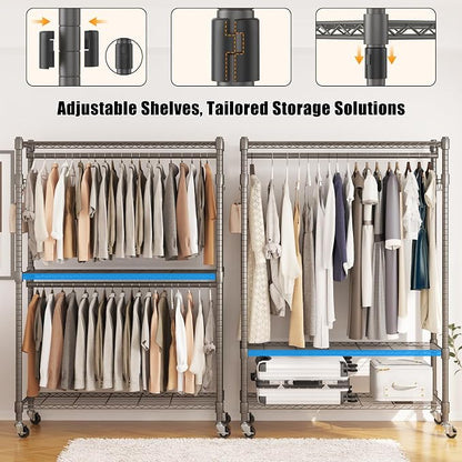 BATHWA Heavy Duty Garment Rack on Wheels, Rolling Clothes Racks - Image 4