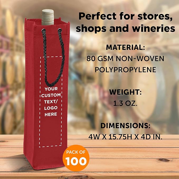 DISCOUNT PROMOS Non-Woven Vineyard Two Bottle Wine Bags - Image 4