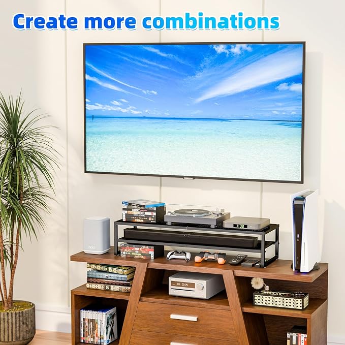 Simple Trending 2 Tier Metal Dual Monitor Stand Riser, Computer Office Desktop - Image 4