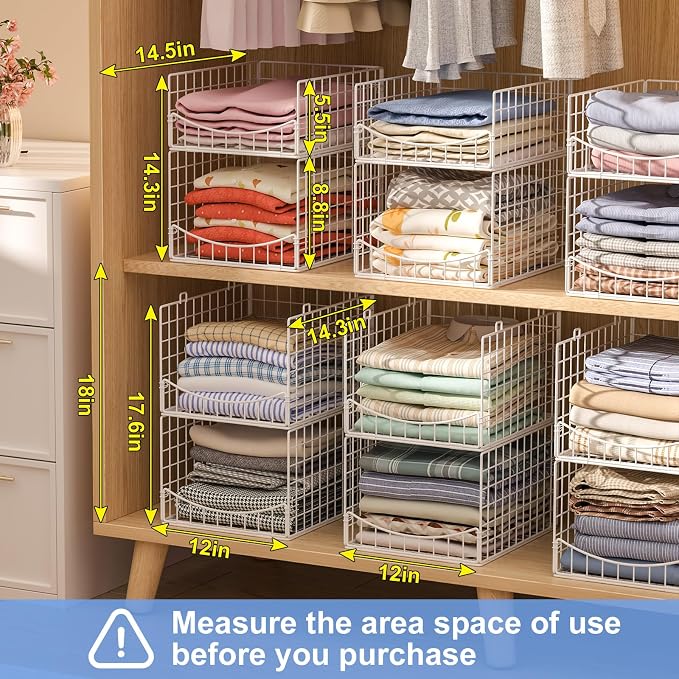4-Tier Stackable Closet Organizers and Storage Shelves, Foldable & - Image 2