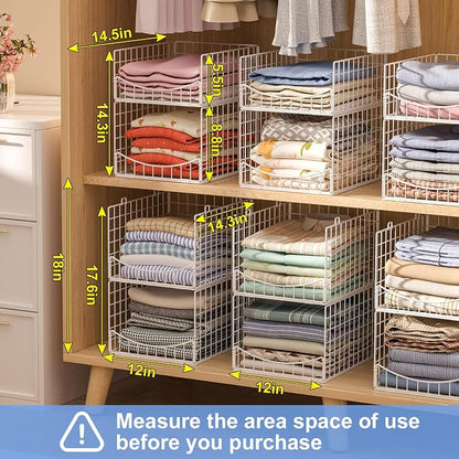 4-Tier Stackable Closet Organizers and Storage Shelves, Foldable & - Image 2