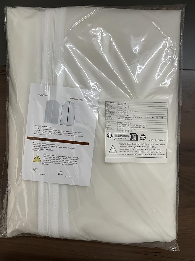 Garment Bag Covers 24''X54'' Lightweight White PEVA Breathable Bags - Image 8