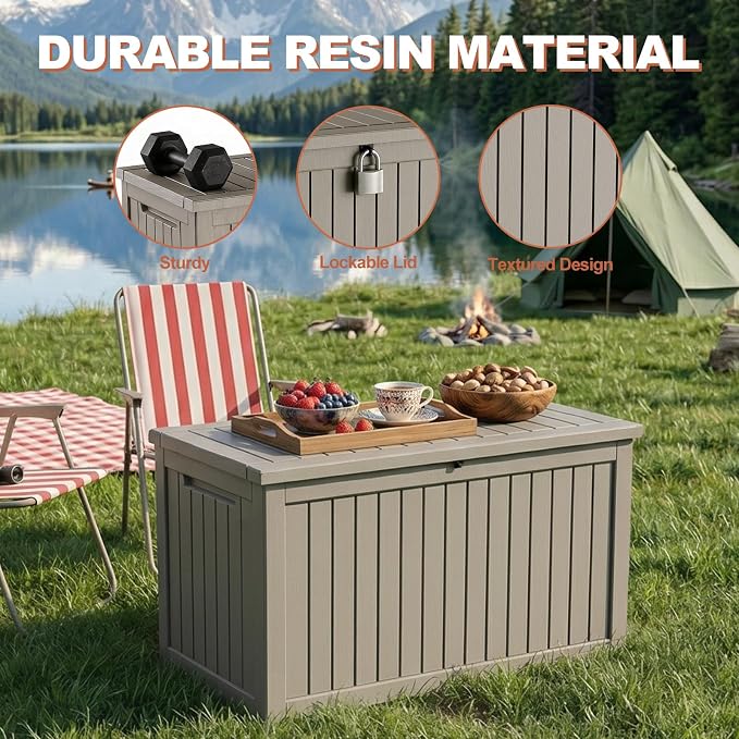 EFU Outdoor Storage Box 280 Gallon Deck Box Lockable UV Resistance Waterproof - Image 4