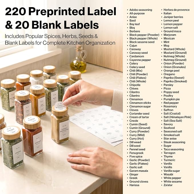 Minimalist Spice Jar Labels Self-Adhesive - Image 4