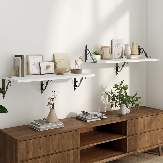 White Floating Shelves for Wall, 12 Inch Deep Floating Shelf - Image 2