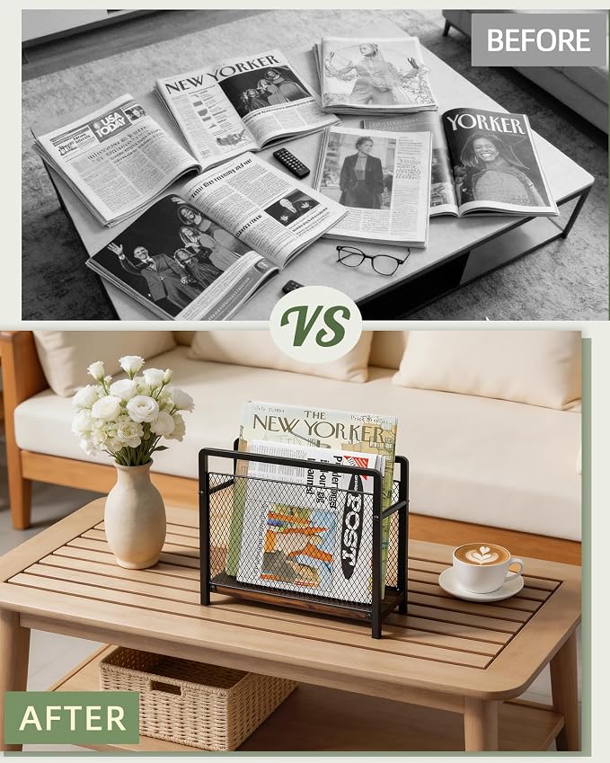 Magazine Holder, Magazine Rack Floor, Metal Mesh - Image 7