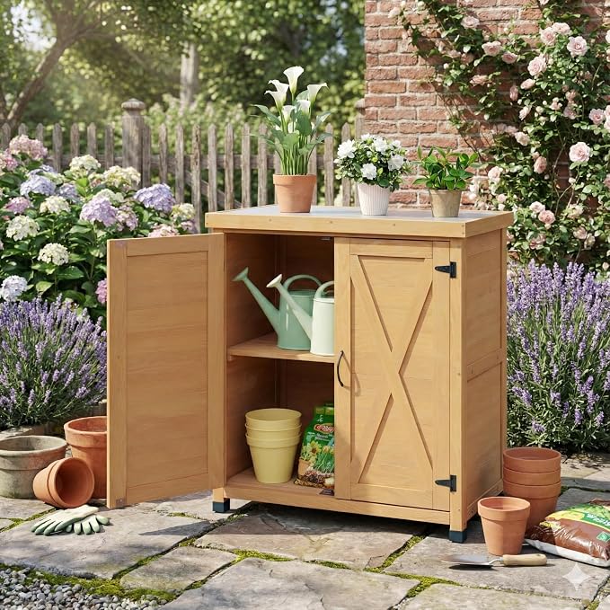 31" Weatherproof Small Storage Cabinet, Storage Cabinets by JOSHEN