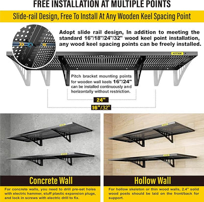 2-Pack 1.64x4ft Adjustable Garage Wall Shelving 560lbs Load Capacity Heavy Duty - Image 7