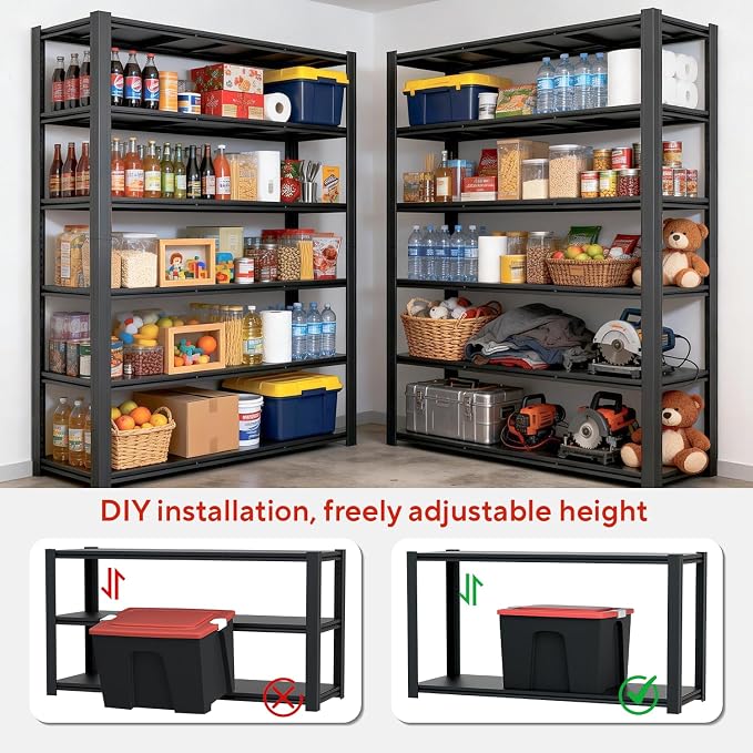 Garage Shelving, Heavy Duty Storage Shelves Metal Shelf Unit Adjustable - Image 7